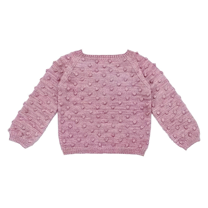 Girls' Sweater Popcorn Top Children Autumn And Winter New Girls' Pullover Sweater Baby Sweater